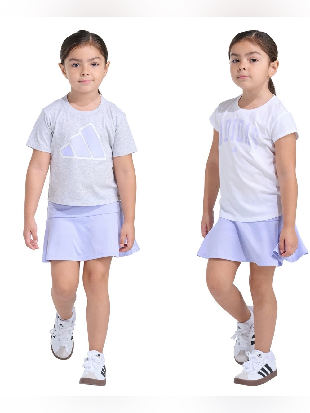 adidas Girls Lavender Tennis Skort and Graphic Tees